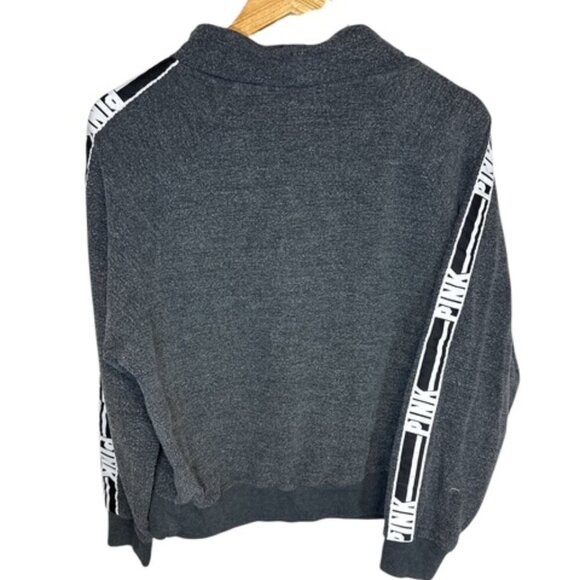Victoria’s Secret PINK Pullover Funnel Neck Sweatshirt Size Small Gray /Black - Picture 2 of 8